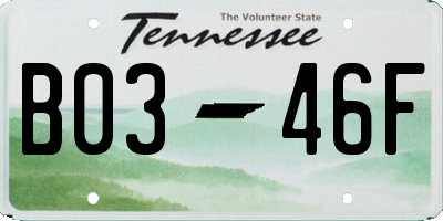 TN license plate B0346F