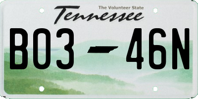 TN license plate B0346N