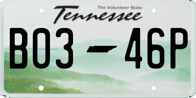 TN license plate B0346P