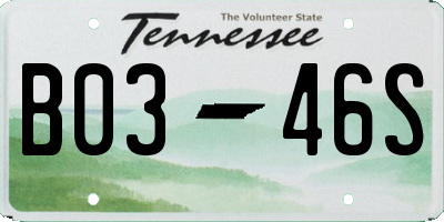TN license plate B0346S