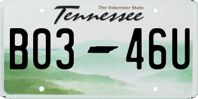 TN license plate B0346U