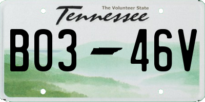 TN license plate B0346V