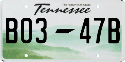 TN license plate B0347B