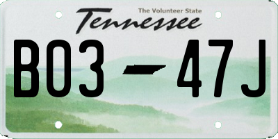 TN license plate B0347J