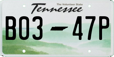 TN license plate B0347P