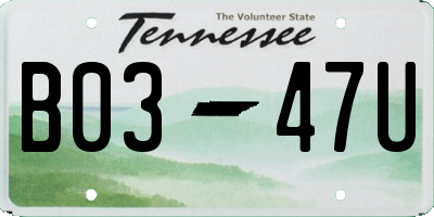TN license plate B0347U