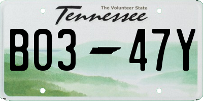 TN license plate B0347Y