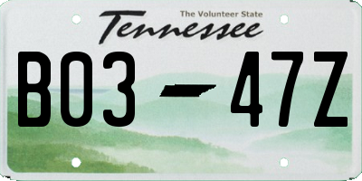 TN license plate B0347Z