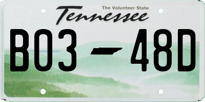 TN license plate B0348D