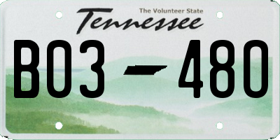 TN license plate B0348O