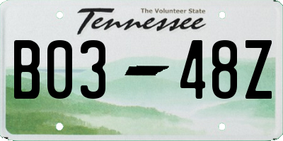 TN license plate B0348Z