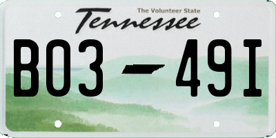 TN license plate B0349I