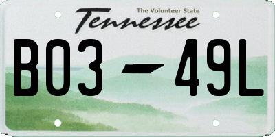TN license plate B0349L