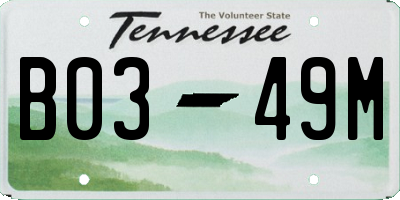 TN license plate B0349M