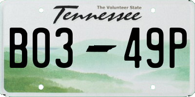 TN license plate B0349P