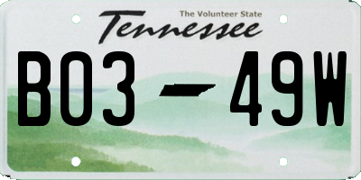 TN license plate B0349W