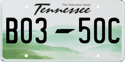 TN license plate B0350C