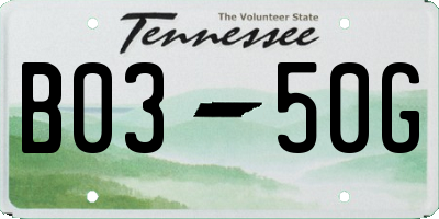 TN license plate B0350G