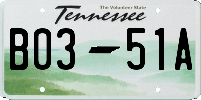 TN license plate B0351A