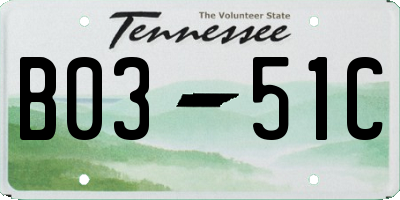 TN license plate B0351C