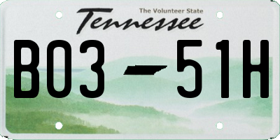 TN license plate B0351H