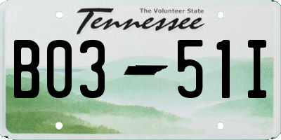 TN license plate B0351I