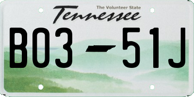 TN license plate B0351J