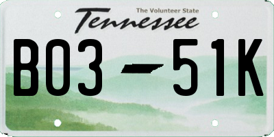TN license plate B0351K