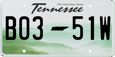 TN license plate B0351W