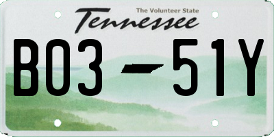 TN license plate B0351Y