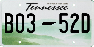 TN license plate B0352D