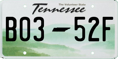 TN license plate B0352F