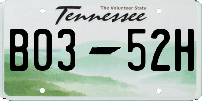 TN license plate B0352H