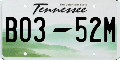 TN license plate B0352M