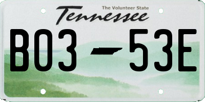 TN license plate B0353E