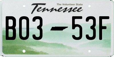 TN license plate B0353F