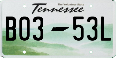 TN license plate B0353L