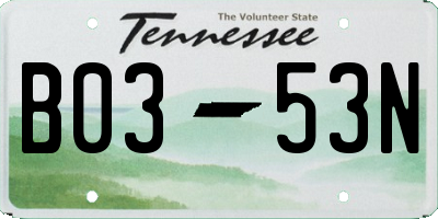 TN license plate B0353N