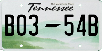 TN license plate B0354B