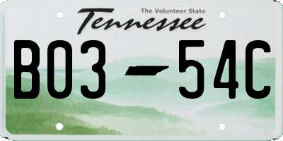 TN license plate B0354C