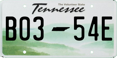 TN license plate B0354E