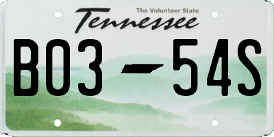 TN license plate B0354S