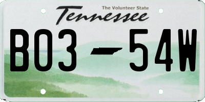 TN license plate B0354W