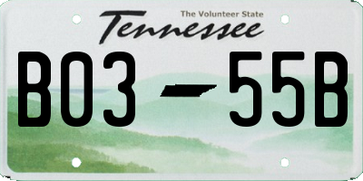TN license plate B0355B