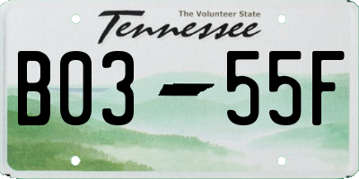 TN license plate B0355F