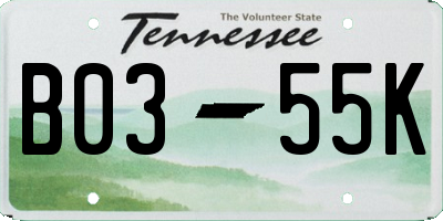 TN license plate B0355K
