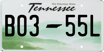 TN license plate B0355L