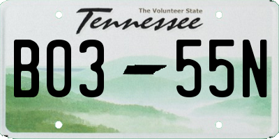 TN license plate B0355N