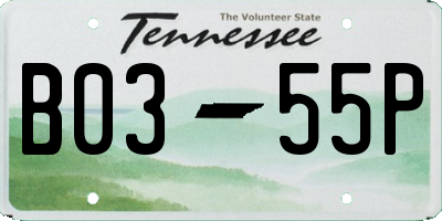 TN license plate B0355P