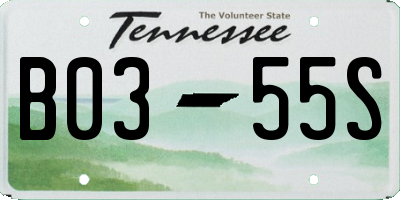 TN license plate B0355S